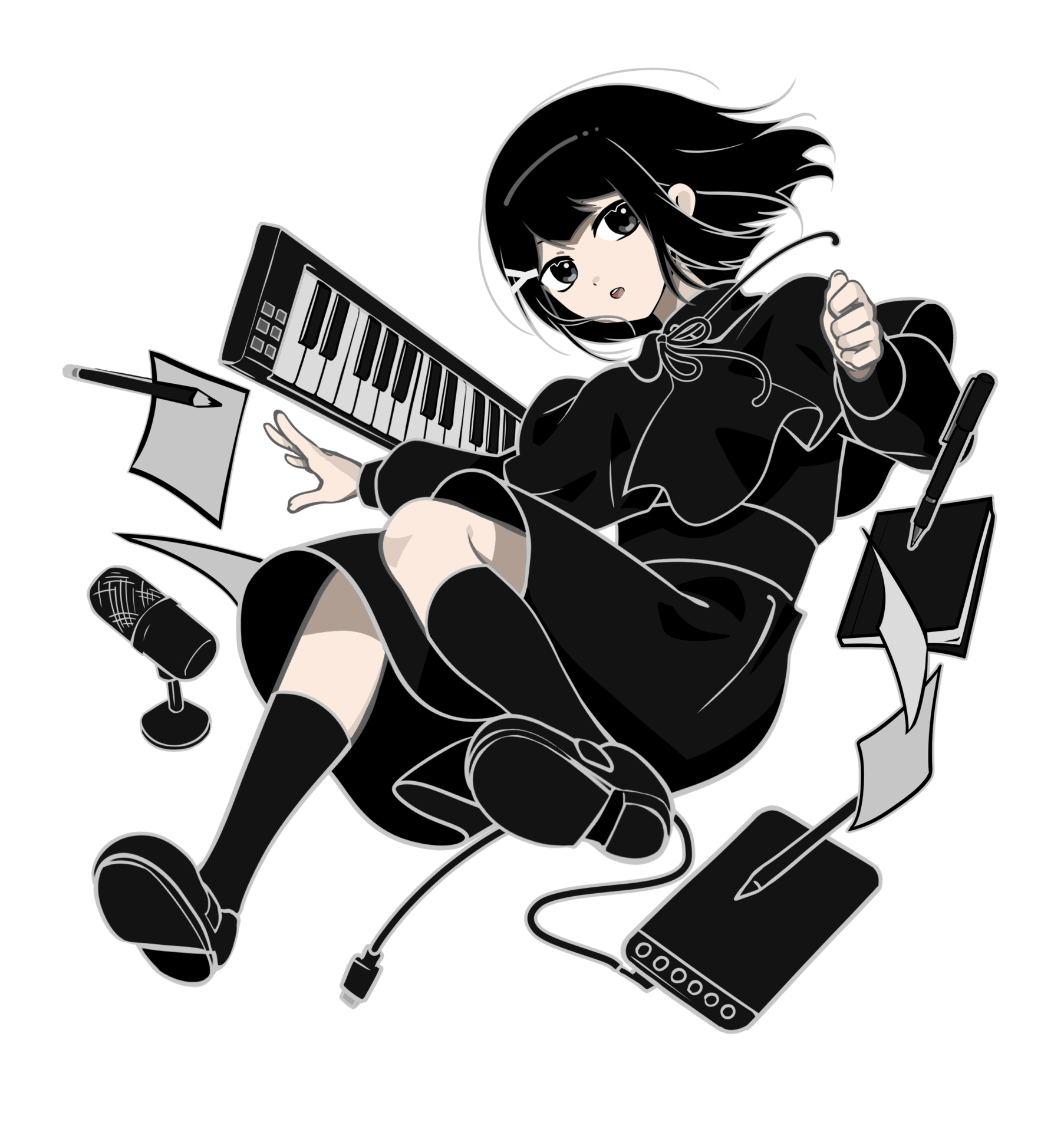 Makkuro cover illustration with creative objects