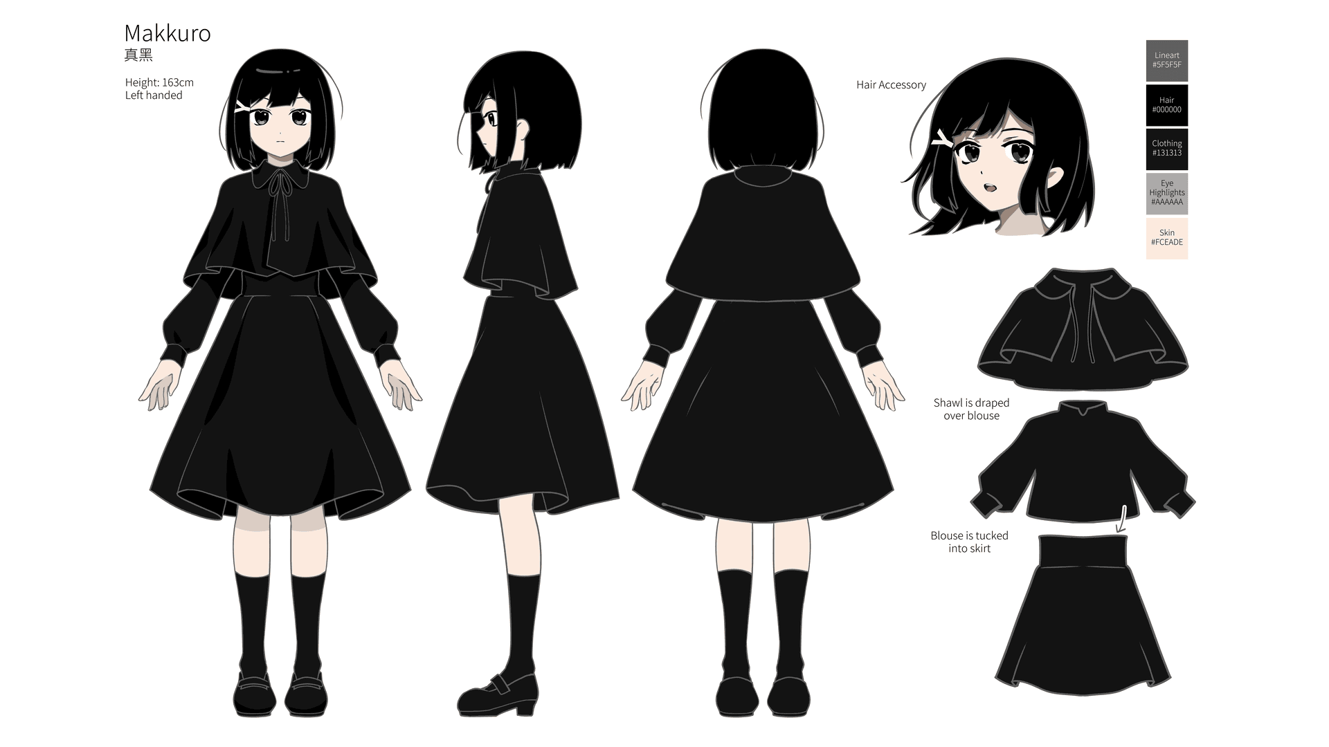 Makkuro character reference sheet