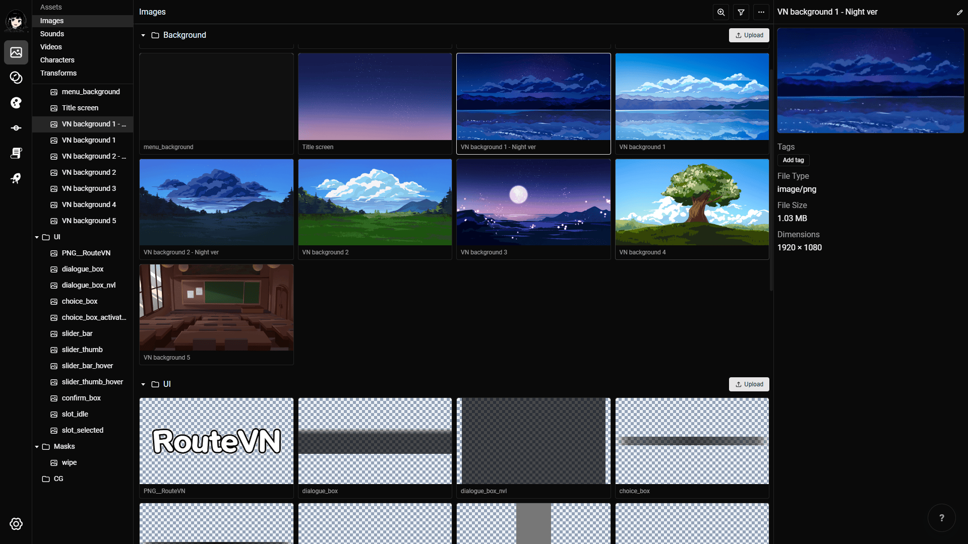 RouteVN Creator asset managers