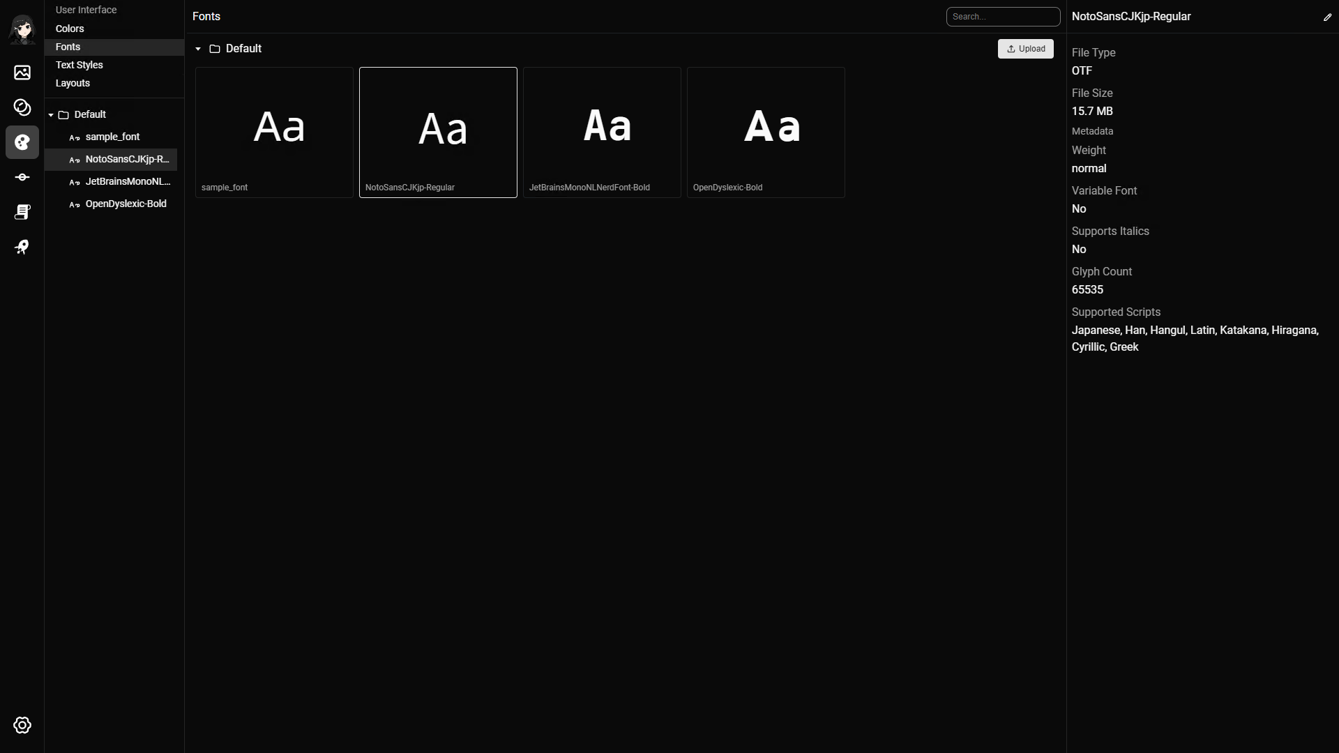 Fonts page