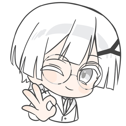Chibi Masshiro winking and making an OK hand gesture.